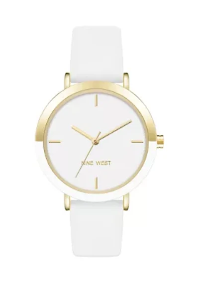 Quartz Modern White Polyurethane Leather Band Watch
