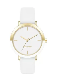 Quartz Modern White Polyurethane Leather Band Watch