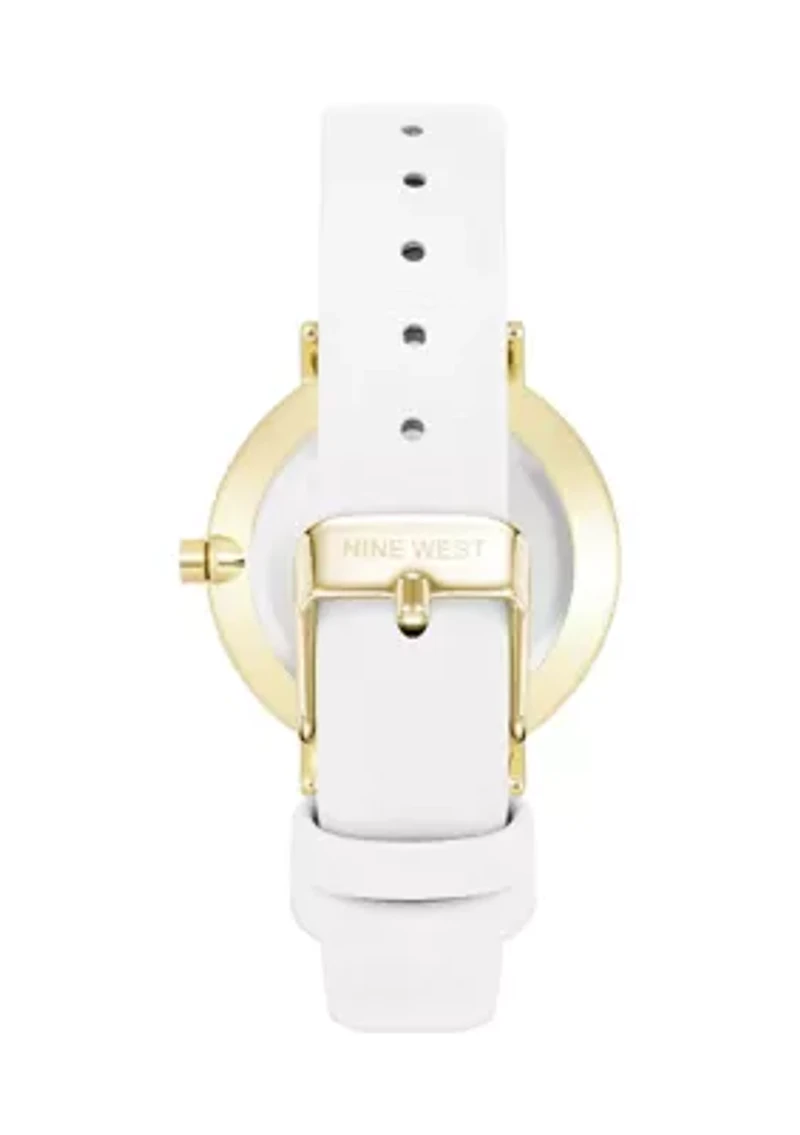 Quartz Modern White Polyurethane Leather Band Watch