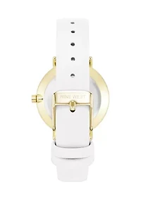 Quartz Modern White Polyurethane Leather Band Watch