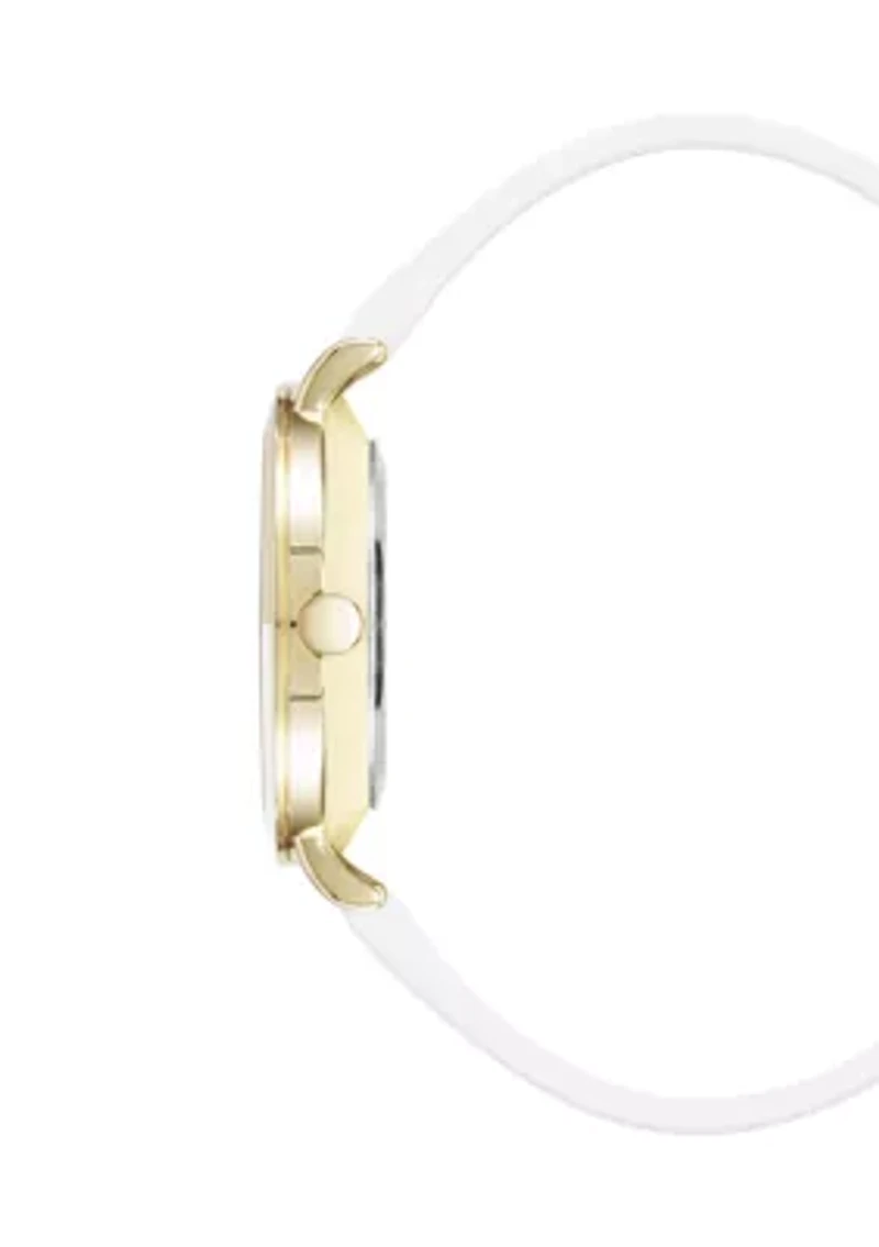 Quartz Modern White Polyurethane Leather Band Watch