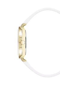 Quartz Modern White Polyurethane Leather Band Watch