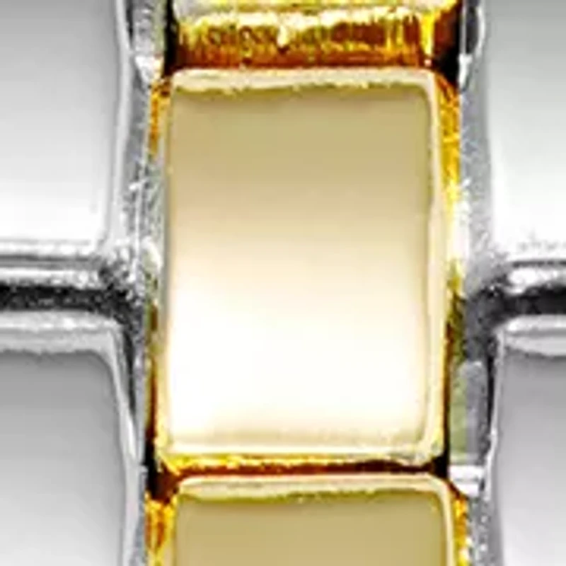 Round Two-Tone Alloy Link Bracelet Watch