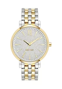  Round Two-Tone Alloy Link Bracelet Watch
