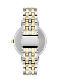  Round Two-Tone Alloy Link Bracelet Watch