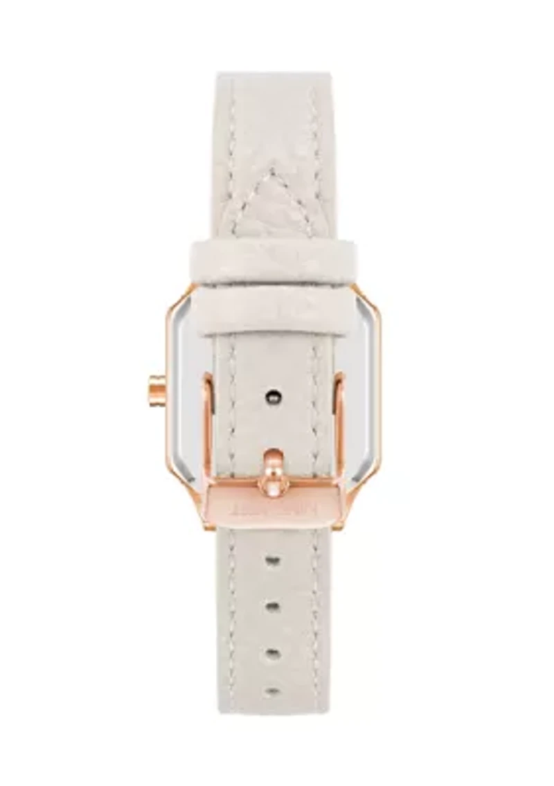Women's Quartz Octagonal White Faux Leather Band Watch