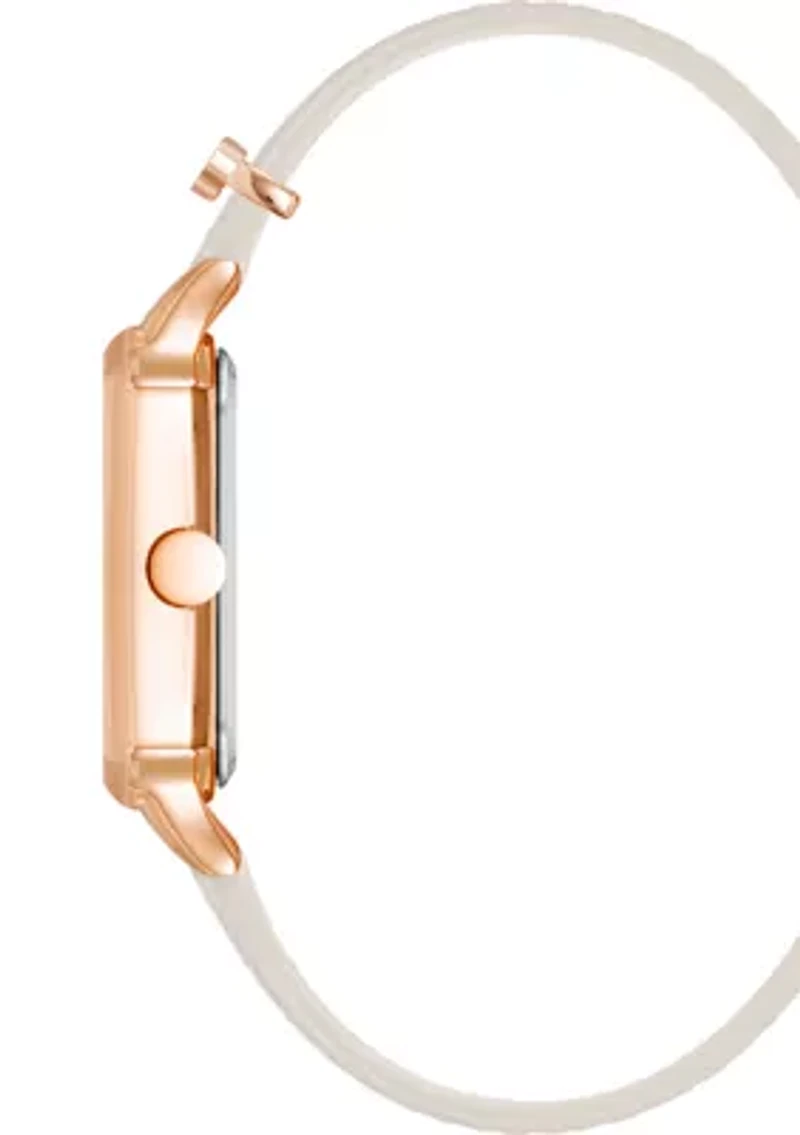 Women's Quartz Octagonal White Faux Leather Band Watch