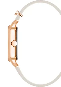 Women's Quartz Octagonal White Faux Leather Band Watch