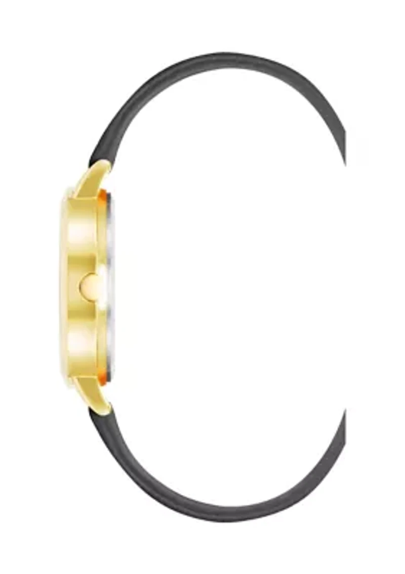 Faux Leather Band and Floral Pattern Watch