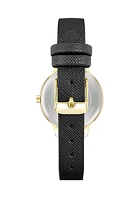 Faux Leather Band and Floral Pattern Watch