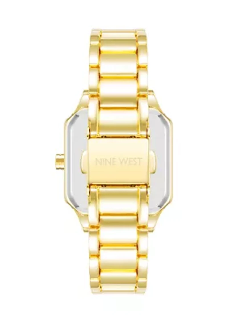 Women's Quartz Square Gold-Tone Alloy Link Bracelet Watch, 27mm