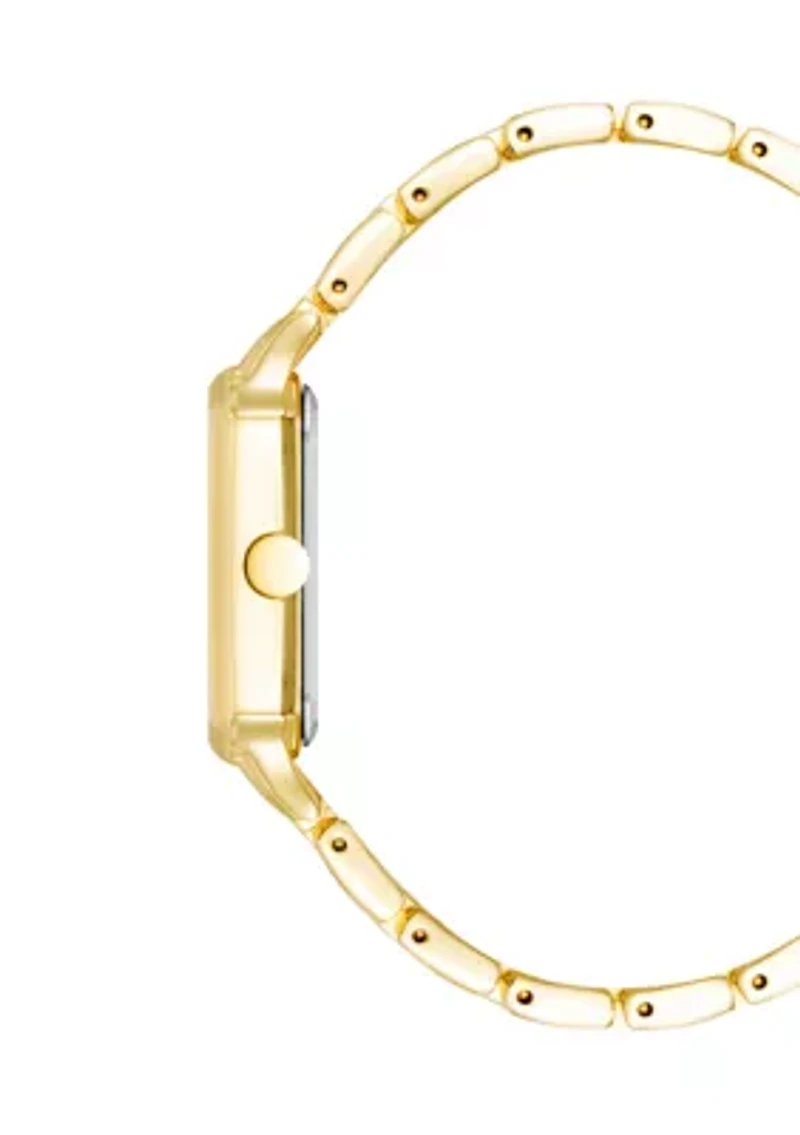 Women's Quartz Square Gold-Tone Alloy Link Bracelet Watch, 27mm