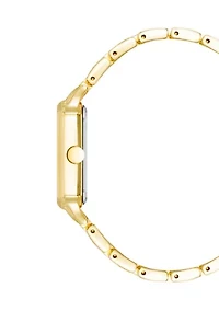 Women's Quartz Square Gold-Tone Alloy Link Bracelet Watch, 27mm