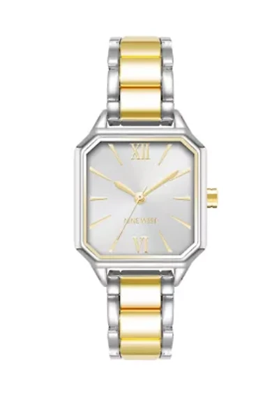 Women's Quartz Octagonal Two-Tone Alloy Link Bracelet Watch
