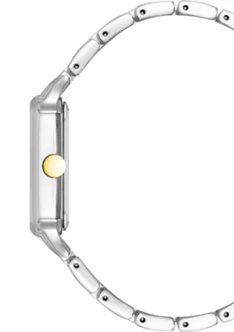Women's Quartz Octagonal Two-Tone Alloy Link Bracelet Watch