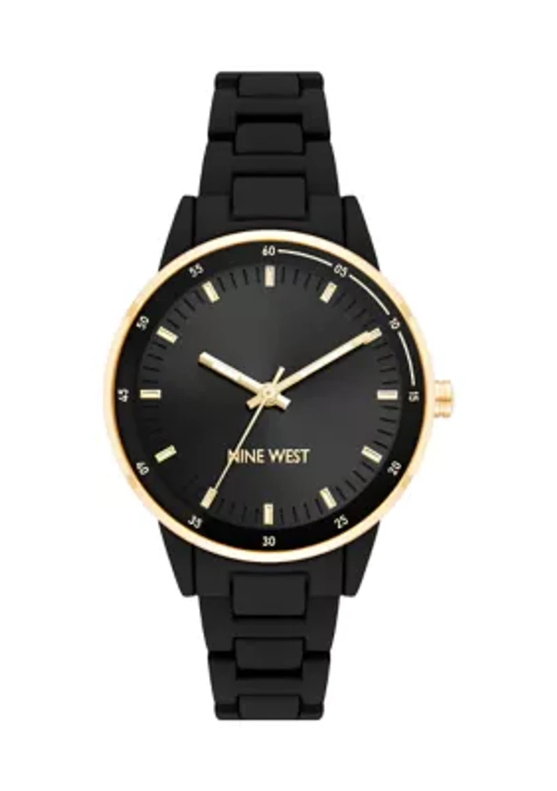 Women's Rubberized Metal Link Bracelet Watch
