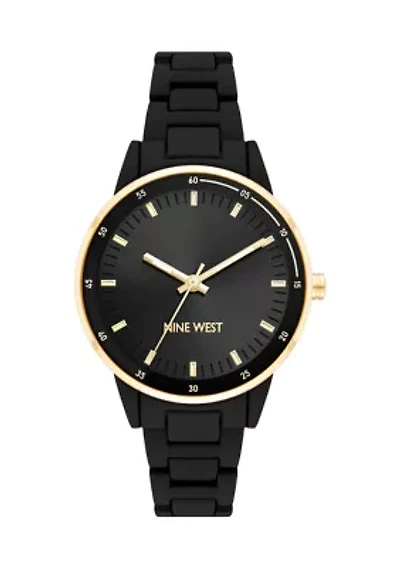 Women's Rubberized Metal Link Bracelet Watch