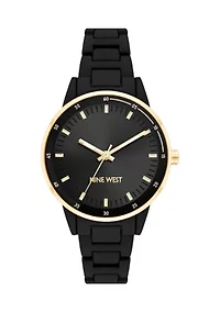 Women's Rubberized Metal Link Bracelet Watch