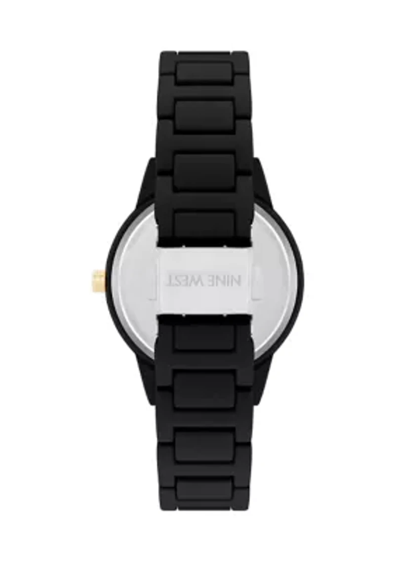 Women's Rubberized Metal Link Bracelet Watch