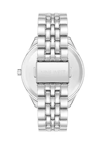 Pink Silver-Tone Alloy Link Bracelet Watch