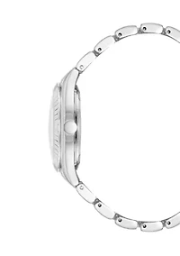 Pink Silver-Tone Alloy Link Bracelet Watch