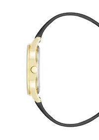 Women's Quartz Round Faux Leather Strap Watch