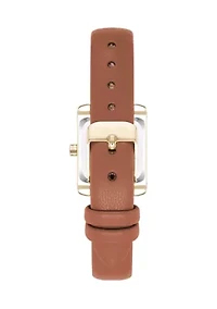 Square Honey Faux Leather Strap Watch