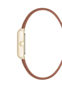 Square Honey Faux Leather Strap Watch