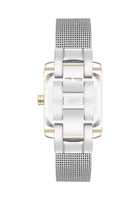 Quartz Contemporary Two Tone Stainless Steel Mesh Bracelet Watch
