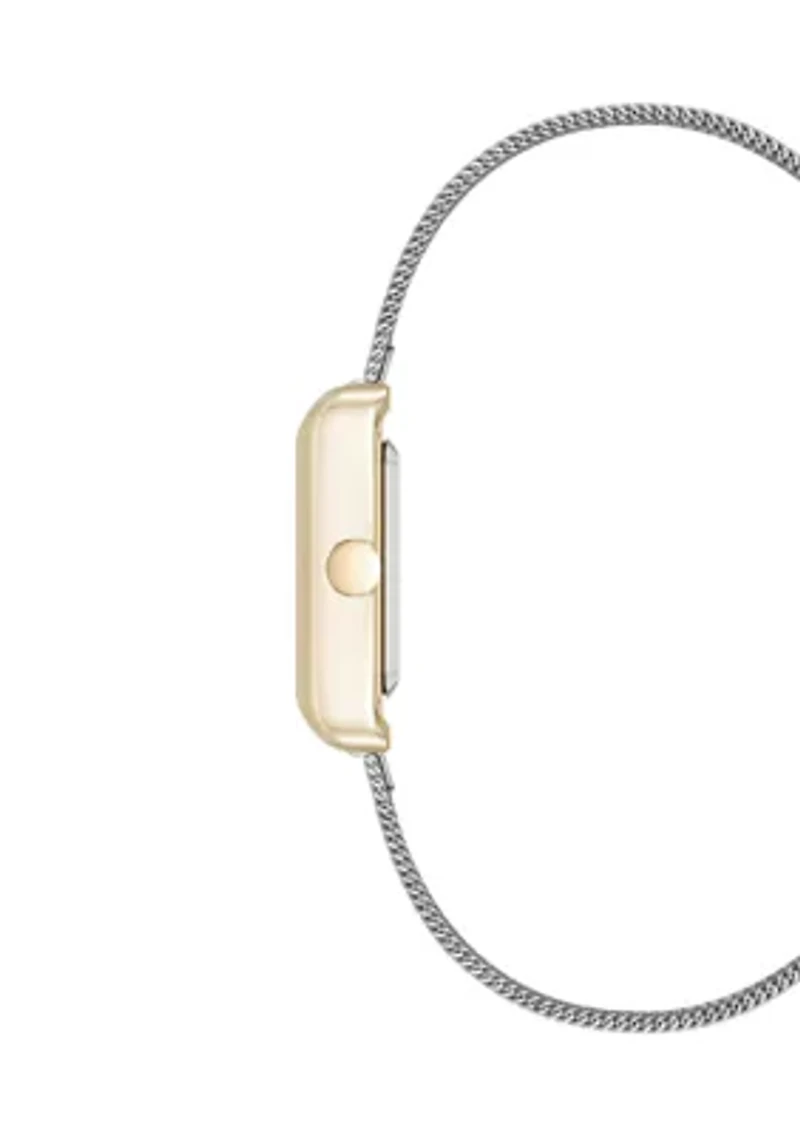 Quartz Contemporary Two Tone Stainless Steel Mesh Bracelet Watch