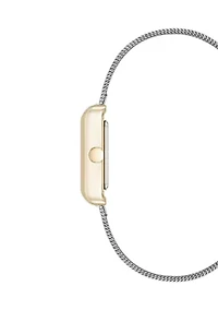 Quartz Contemporary Two Tone Stainless Steel Mesh Bracelet Watch
