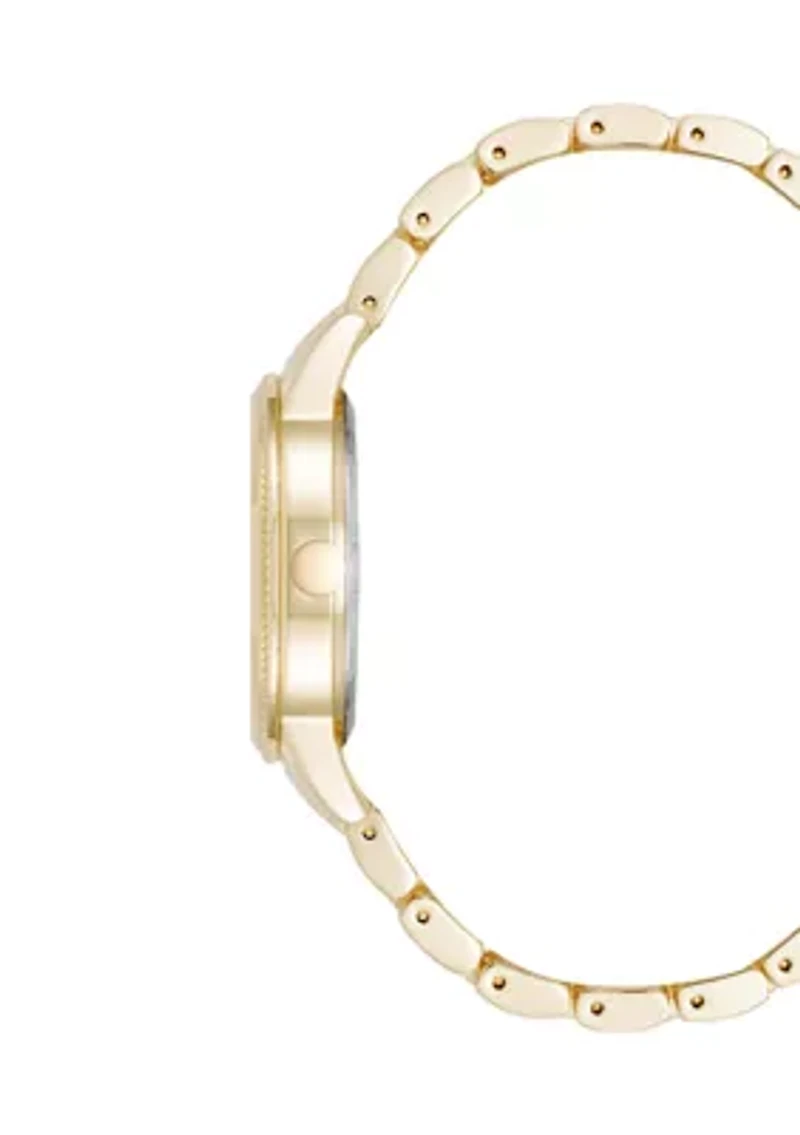 Quartz Round Pink Alloy Link Bracelet Watch