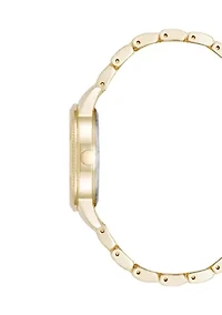  Quartz Round Pink Alloy Link Bracelet Watch