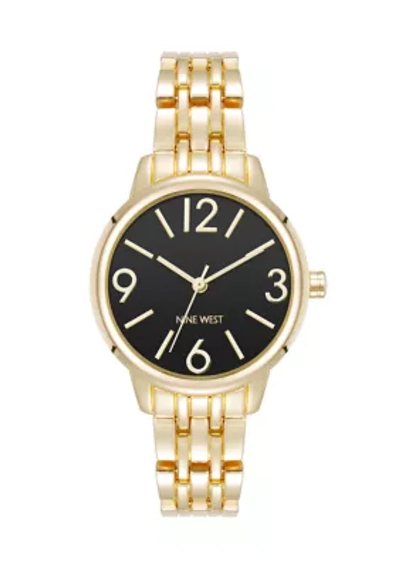 Quartz Gold-Tone Alloy Metal Link Bracelet Watch