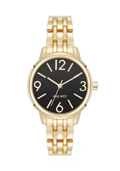 Quartz Gold-Tone Alloy Metal Link Bracelet Watch