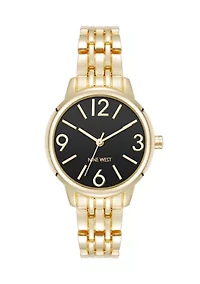 Quartz Gold-Tone Alloy Metal Link Bracelet Watch
