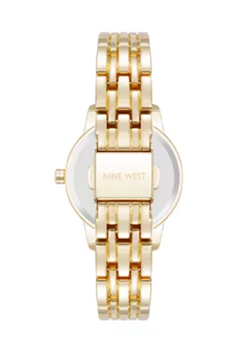 Quartz Gold-Tone Alloy Metal Link Bracelet Watch