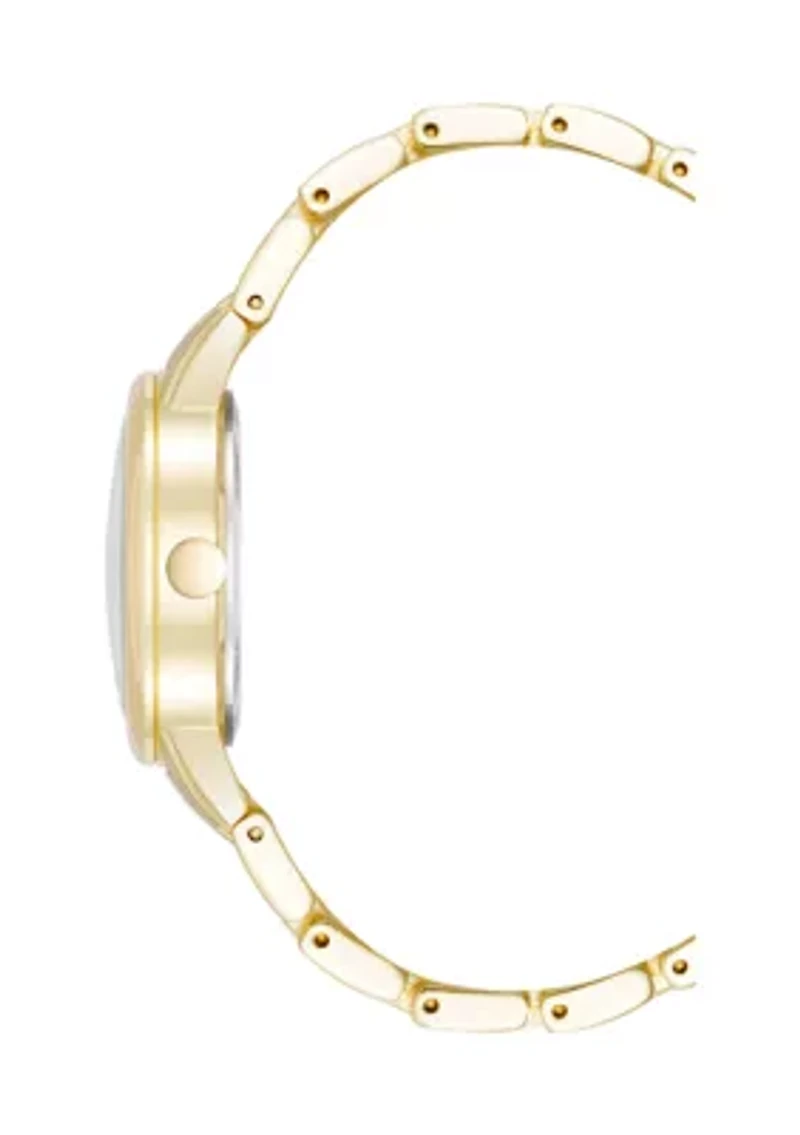 Quartz Gold-Tone Alloy Metal Link Bracelet Watch