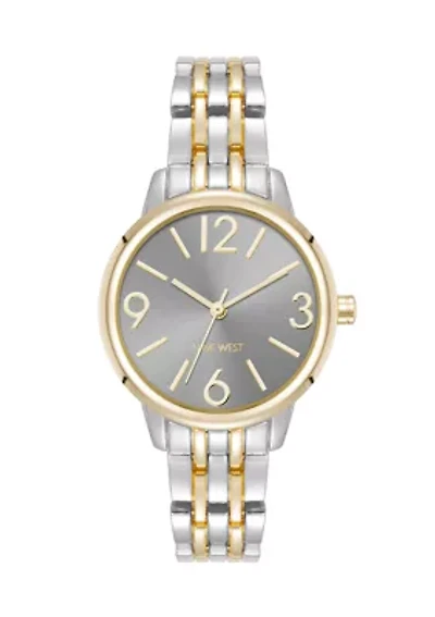 Quartz Two-Tone Alloy Metal Link Bracelet Watch