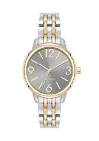 Quartz Two-Tone Alloy Metal Link Bracelet Watch