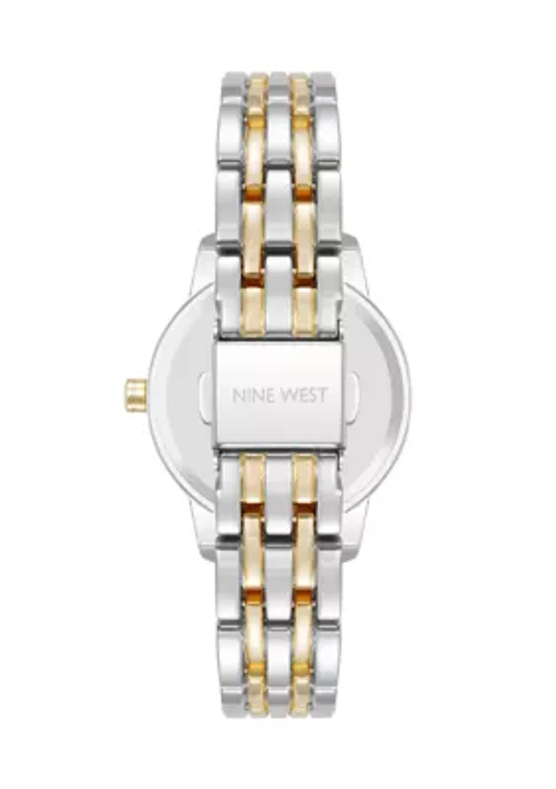 Quartz Two-Tone Alloy Metal Link Bracelet Watch