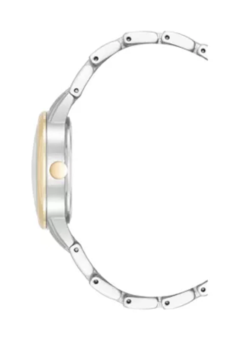 Quartz Two-Tone Alloy Metal Link Bracelet Watch