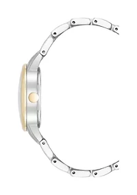 Quartz Two-Tone Alloy Metal Link Bracelet Watch