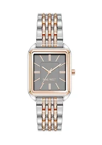  Rectangular Two-Tone Alloy Link Bracelet Watch
