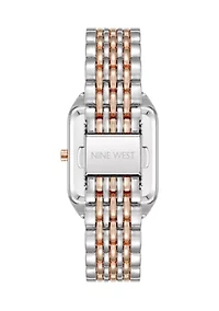  Rectangular Two-Tone Alloy Link Bracelet Watch