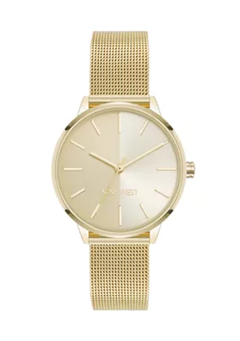 Quartz Gold-Tone Stainless Steel Mesh Bracelet Watch