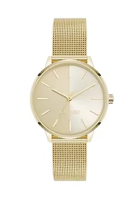 Quartz Gold-Tone Stainless Steel Mesh Bracelet Watch