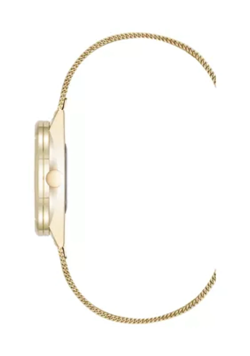 Quartz Gold-Tone Stainless Steel Mesh Bracelet Watch