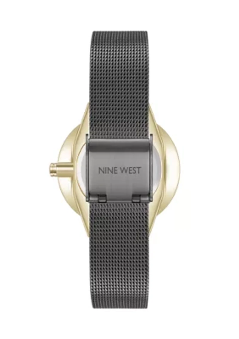Quartz Dark Grey Stainless Steel Mesh Bracelet Watch