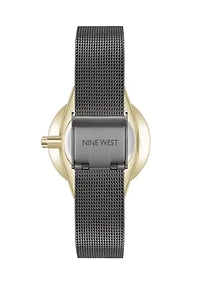 Quartz Dark Grey Stainless Steel Mesh Bracelet Watch